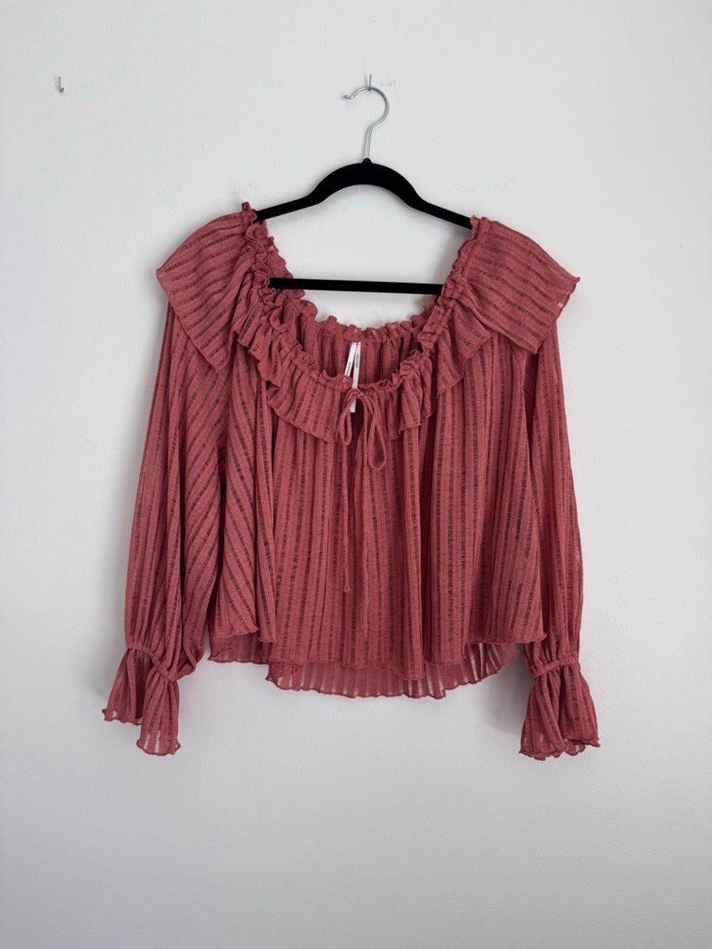 Anthropologie Ruffled Peasant Blouse - Dusty Rose
